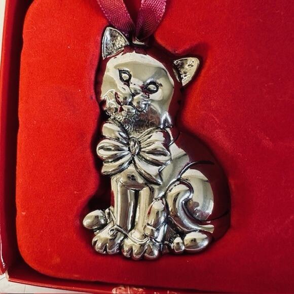 Gorham Christmas Ornaments CATS Set of 3 Nickel plated/ Silver color Original BX - Picture 4 of 16